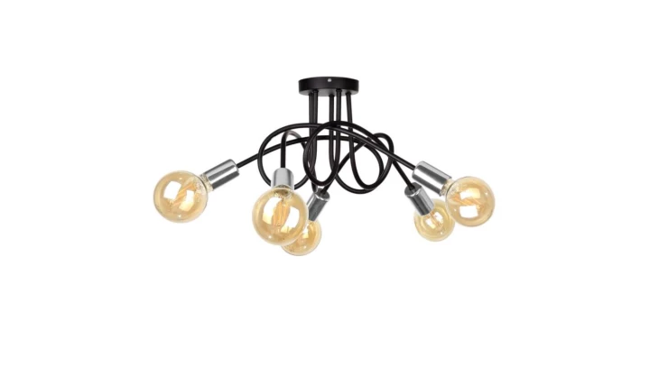 Lampa sufitowa nowoczesna 5xE27 RUMBA BLACK/SILVER
