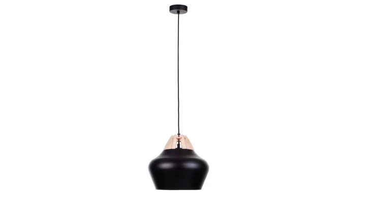 Lampa wisząca nowoczesna 1xE27 NEGRO WOOD NATURAL/BLACK