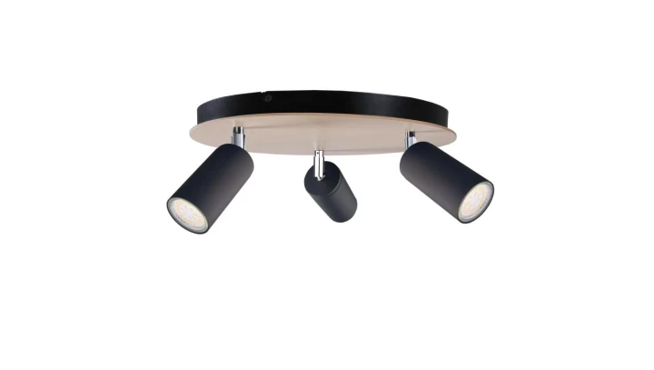 Spot nowoczesny 3x GU10 EYE BLACK WOOD