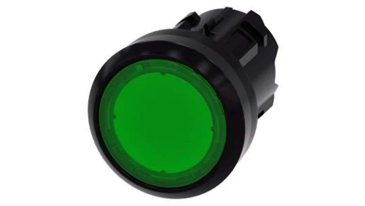Przycisk podświetlany 22mm zielony okrągły, tworzywo, z samopowrotem SIRIUS ACT 3SU1001-0AB40-0AA0-ZY19