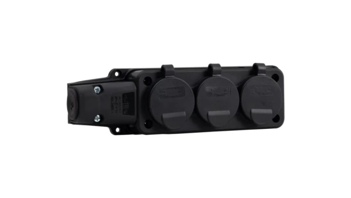 Listwa gumowa 3x230V 16A IP54 SCHUKO czarna