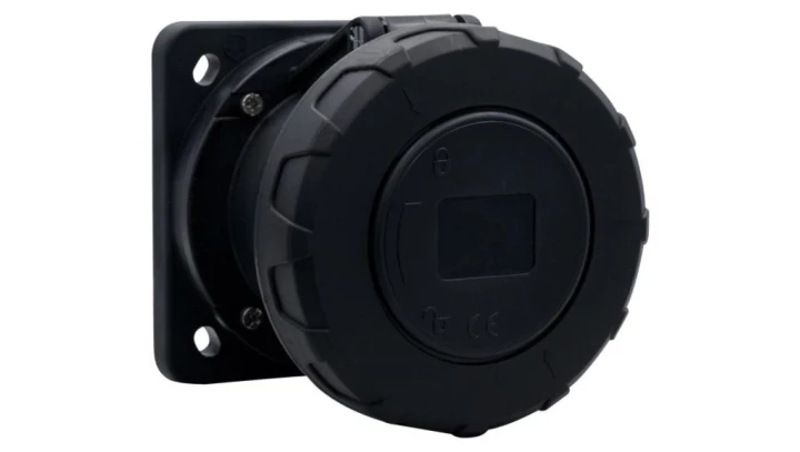Gniazdo siłowe tablicowe proste 63A 5p 380V-415V /FE/ IP67 czarne