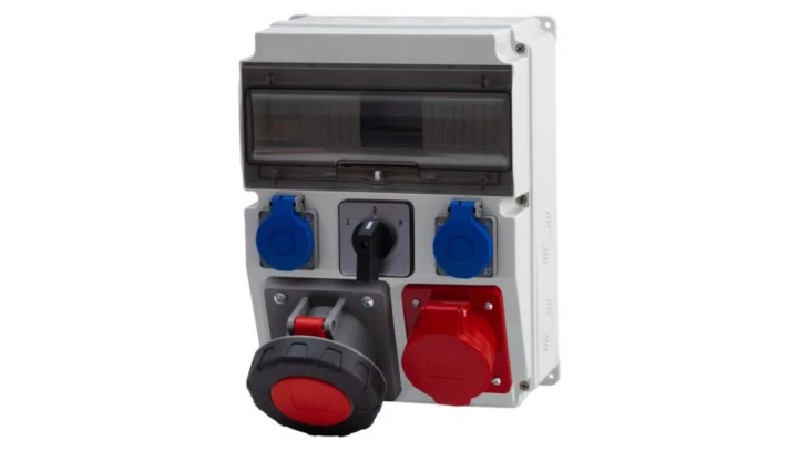 Rozdzielnica CAJA 12M - gniazda 16A 5p, 63A 5p, 2x230V, L/P(63A) /12 modułów/