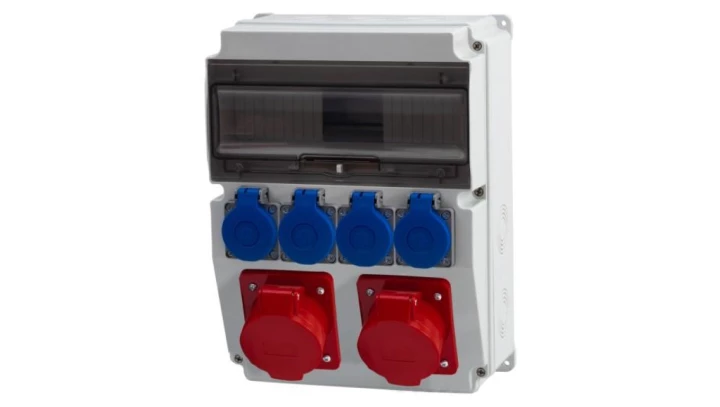 Rozdzielnica CAJA 12M - gniazda 16A 5p, 32A 5p, 4x230V /12 modułów/