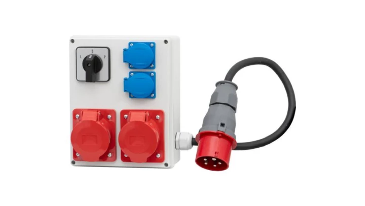 Rozdzielnica R-240 - gniazda 16A 5p, 32A 5p, 2x230V, przewód OW 5x2,5 - 1,5m, L/P