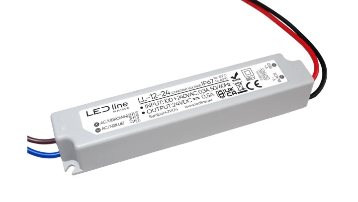 Zasilacz do taśm LED line PRIME 12-24 wodoszczelny IP67 24V 12W 5 lat gwar.