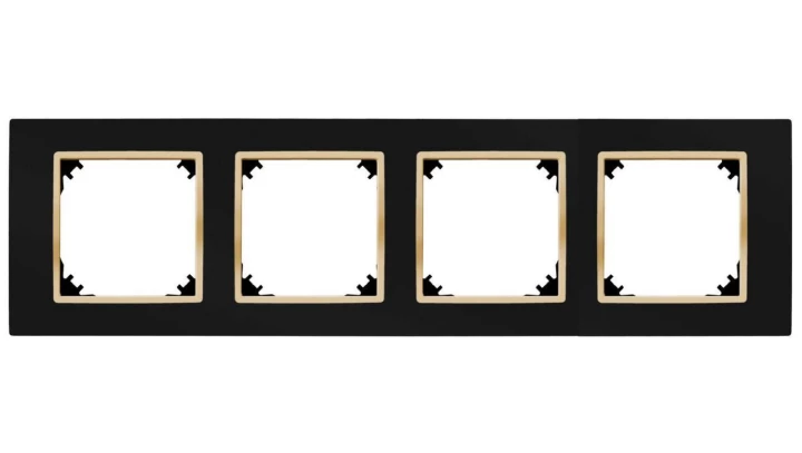 SANTRA ramka czterokrotna IP20 czarny/złoty 4174-47