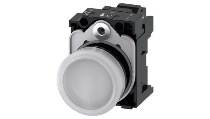 Lampka sygnalizacyjna kompletna 22mm biała LED 24V AC-DC tworzywo przył sprężynowe SIRIUS ACT 3SU1102-6AA60-3AA0