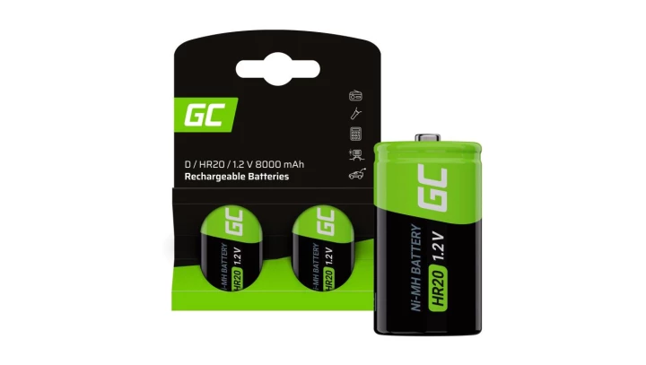 Green Cell Baterie Akumulatorki 2x D R20 HR20 Ni-MH 1.2V 8000mAh