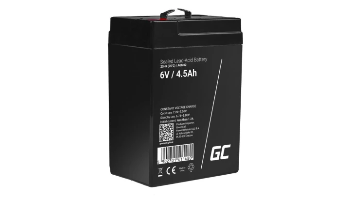 Green Cell AGM VRLA 6V 4.5Ah bezobsługowy akumulator do systemu alarmowego, kasy fiskalnej, zabawki