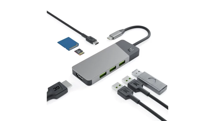Adapter HUB GC Connect 7w1 (3xUSB-A 3.1 HDMI 4K 60Hz USB-C PD 85W) do Apple MacBook M1 / M2, Lenovo X1, Asus ZenBook, Dell XPS