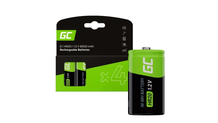 Green Cell Baterie Akumulatorki 4x D R20 HR20 Ni-MH 1.2V 8000mAh