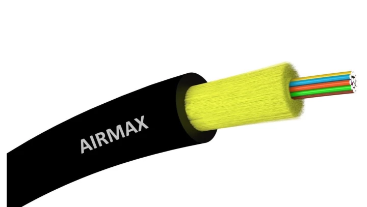 Kabel światłowodowy 4 włókna 4J SM 9/125 G.657A2 microADSS do sieci napowietrznych czarny TPU AIRMAX 1000m