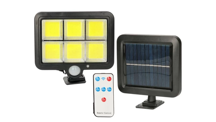 Lampa solarna naświetlacz LED czarna + PIR + panel + pilot MK MEGAKABEL