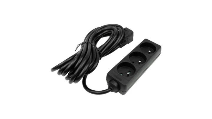 Przedłużacz 3 gniazda 5m z/u 3x1.5mm2 CZARNY