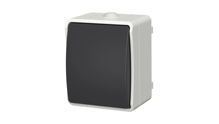 Łącznik pojedynczy uniwersalny natynkowy Aqua Plus IP54 szary / 40110