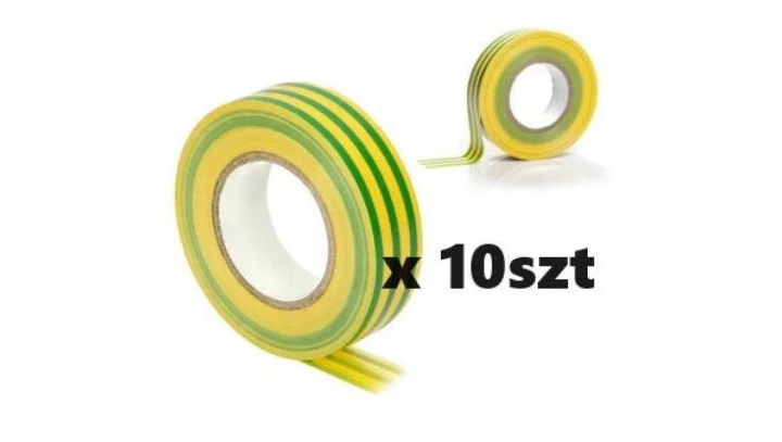 Taśma izolacyjna żółto-zielona 25m 10-pak /opak = 10szt/