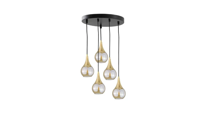 Lampa wisząca nowoczesna 5xE27 LACRIMA HONEY/GOLD