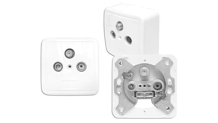 Gniazdo RTV/SAT końcowe, radio, telewizja, satelita, natynkowe