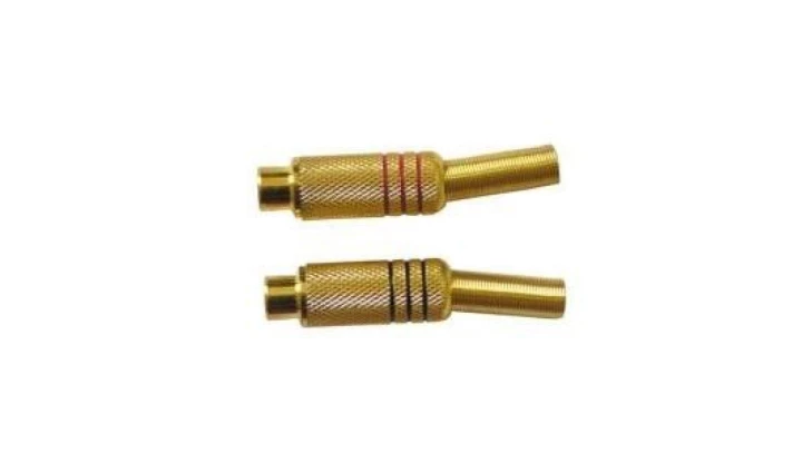 Gniazdo RCA złote duże z odgiętką /2szt = komplet czerwony i czarny/