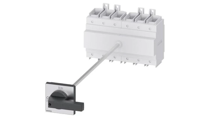 Rozłącznik główny 6P 160A 75kW AC23A 400V montaż na płycie z wałkiem pokrętło czarne piórkowe 4 otwory 3LD2318-3VK11