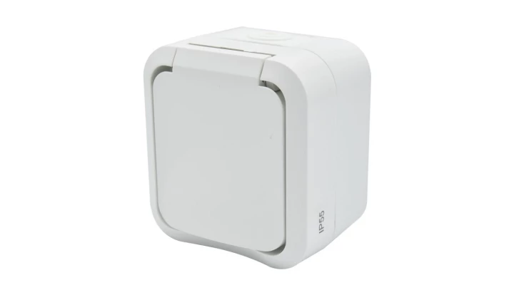 Gniazdo z uziemieniem pojedyncze natynkowe Aqua Pro IP55 białe / 60224