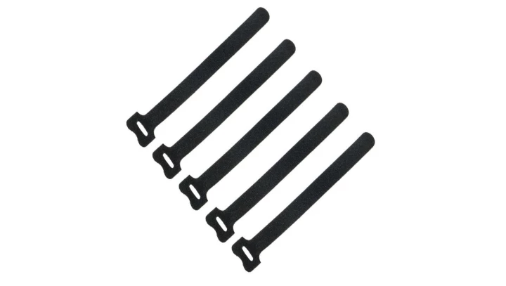 Opaska taśma trytytka zaciskowa kablowa wielokrotnego użytku z rzepem 210x16mm, czarna, 5szt / 18218