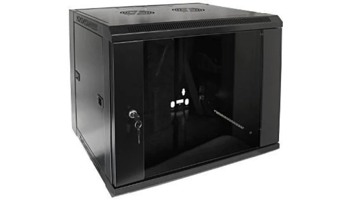 Szafa 19i039/br wisząca ZETA 9U 600x450 RAL9004 szkłod