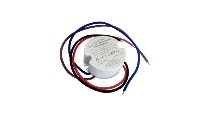 Zasilacz do puszk fi60 1,67A 20W 12V IP67 50x50x22