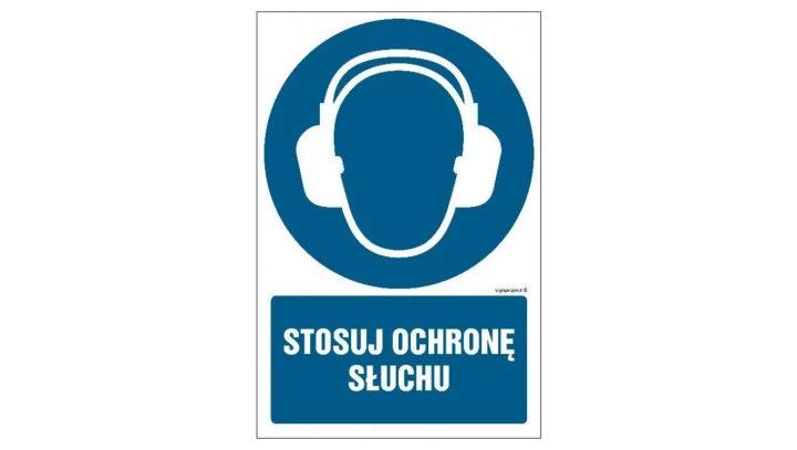ZNAK - GL005 Stosuj ochronę słuchu 10 x 15 cm PN - Płyta 1mm