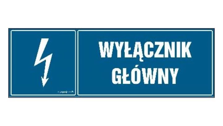 ZNAK - HH012 Wyłącznik główny 20 x 6,7 cm PN - Płyta 1mm