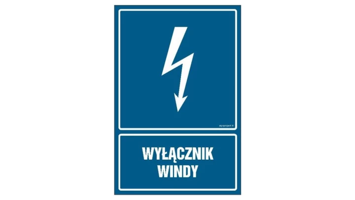 ZNAK - HG037 Wyłącznik windy 50 x 75 cm PN - Płyta 1mm