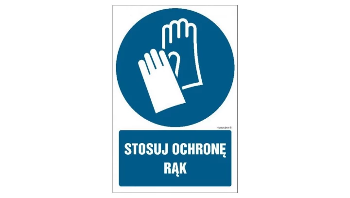 ZNAK - GL008 Stosuj ochronę rąk 30 x 45 cm KS - Folia podłogowa foto.