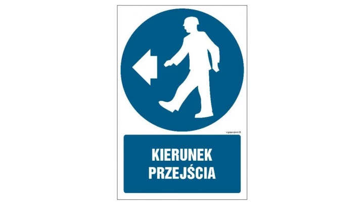 ZNAK - GL045 Kierunek przejścia w lewo 25 x 37,5 cm PS - Płyta 1mm foto.