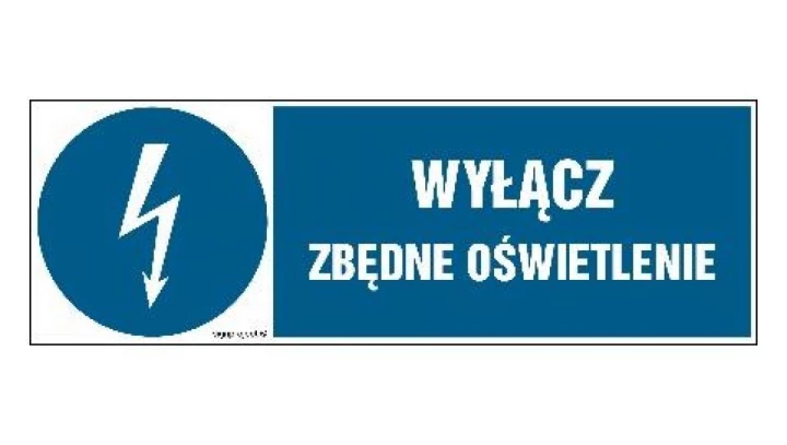 ZNAK - HF022 Wyłącz zbędne oświetlenie - arkusz 8 naklejek - arkusz 8 naklejek 10 x 3,3 cm FN - Folia samoprzylepna