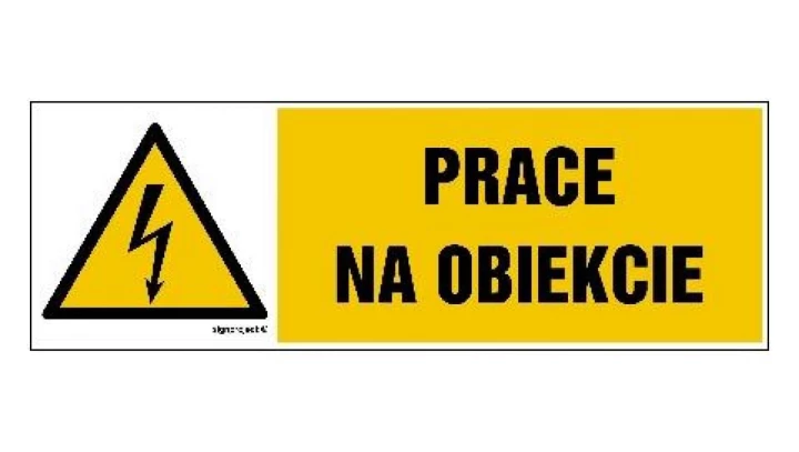 ZNAK - HB023 Prace na obiekcie 20 x 6,7 cm FN - Folia samoprzylepna