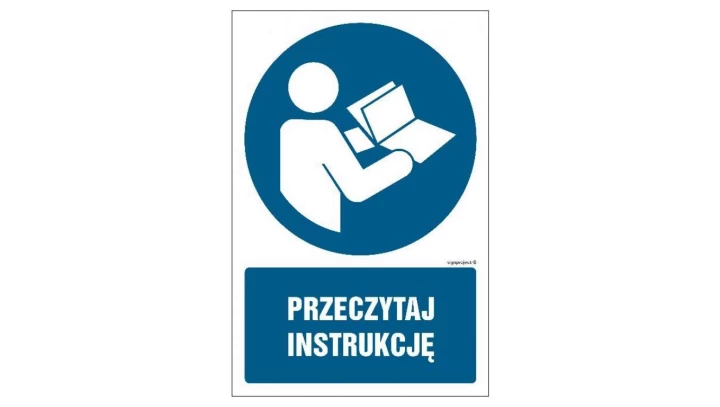 ZNAK - GL049 Przeczytaj instrukcję - opakowanie 10 sztuk 5 x 7,5 cm PS - Płyta 1mm foto.