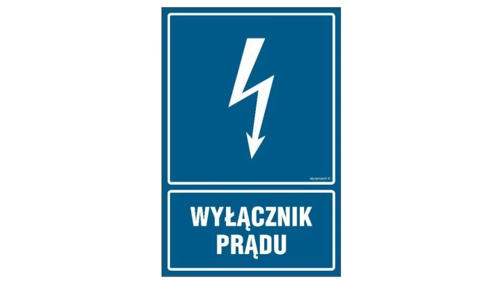 ZNAK - HG019 Wyłącznik prądu 7,5 x 10 cm FN - Folia samoprzylepna