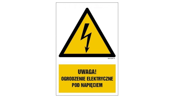 ZNAK - HA020 Uwaga ogrodzenie elektryczne pod napięciem 50 x 75 cm FN - Folia samoprzylepna
