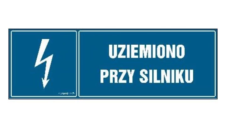 ZNAK - HH050 Uziemiono przy silniku - arkusz 8 naklejek - arkusz 8 naklejek 10 x 3,3 cm FN - Folia samoprzylepna