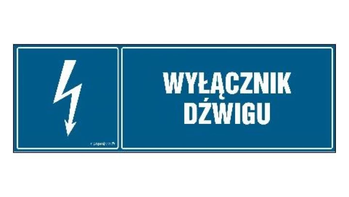 ZNAK - HH025 Wyłącznik dźwigu - arkusz 8 naklejek - arkusz 8 naklejek 10 x 3,3 cm FN - Folia samoprzylepna