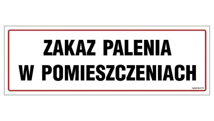 ZNAK - NC050 Zakaz palenia w pomieszczeniach 75 x 25 cm PN - Płyta 1mm