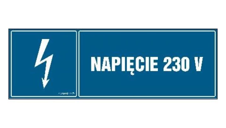 ZNAK - HH008 Napięcie 230V 30 x 10 cm FN - Folia samoprzylepna