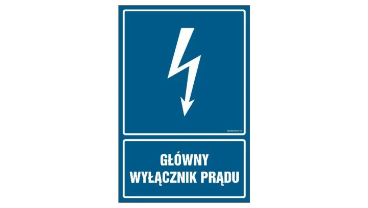 ZNAK - HG014 Główny wyłącznik prądu 35 x 52,5 cm FN - Folia samoprzylepna