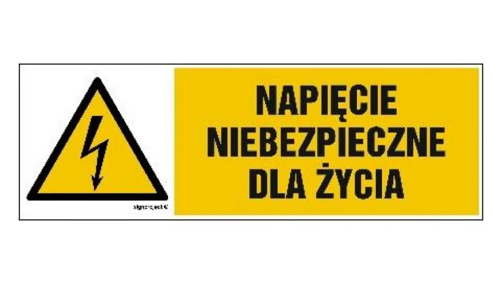 ZNAK - HB001 Nie dotykać! Urządzenie elektryczne 45 x 15 cm PN - Płyta 1mm