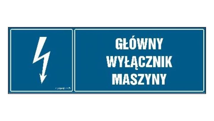 ZNAK - HH056 Główny wyłącznik maszyny 15 x 5 cm PN - Płyta 1mm