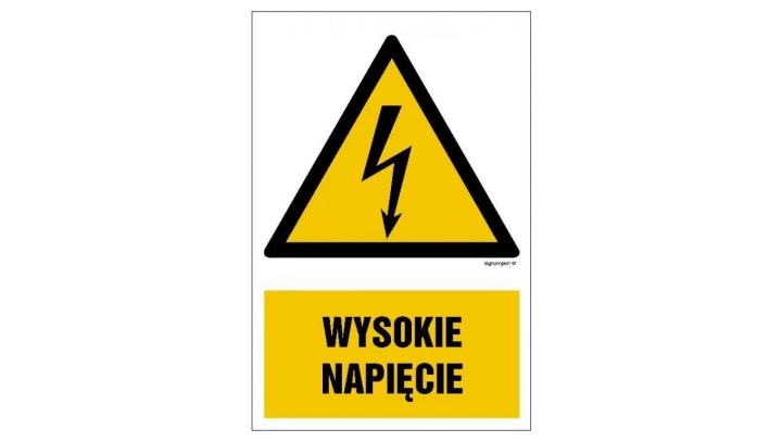 ZNAK - HA003 Wysokie napięcie 15 x 22,5 cm PN - Płyta 1mm
