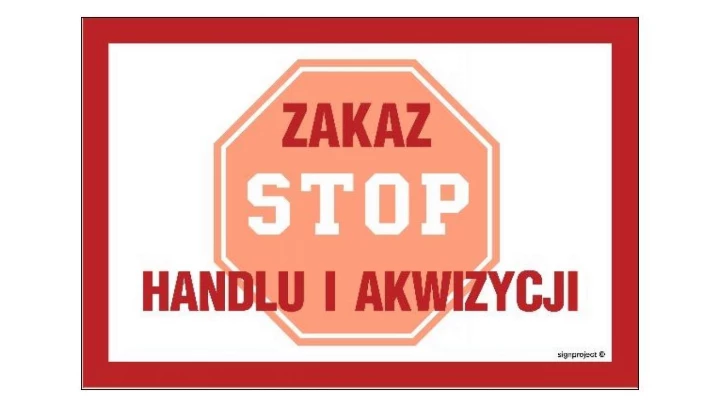 ZNAK - NC007 Zakaz handlu i akwizycji 20 x 13,3 cm FN - Folia samoprzylepna