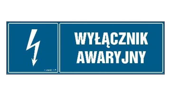ZNAK - HH032 Wyłącznik awaryjny 20 x 6,7 cm FN - Folia samoprzylepna
