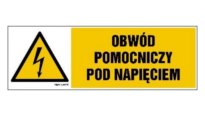 ZNAK - HB010 Obwód pomocniczy pod napięciem 45 x 15 cm FN - Folia samoprzylepna